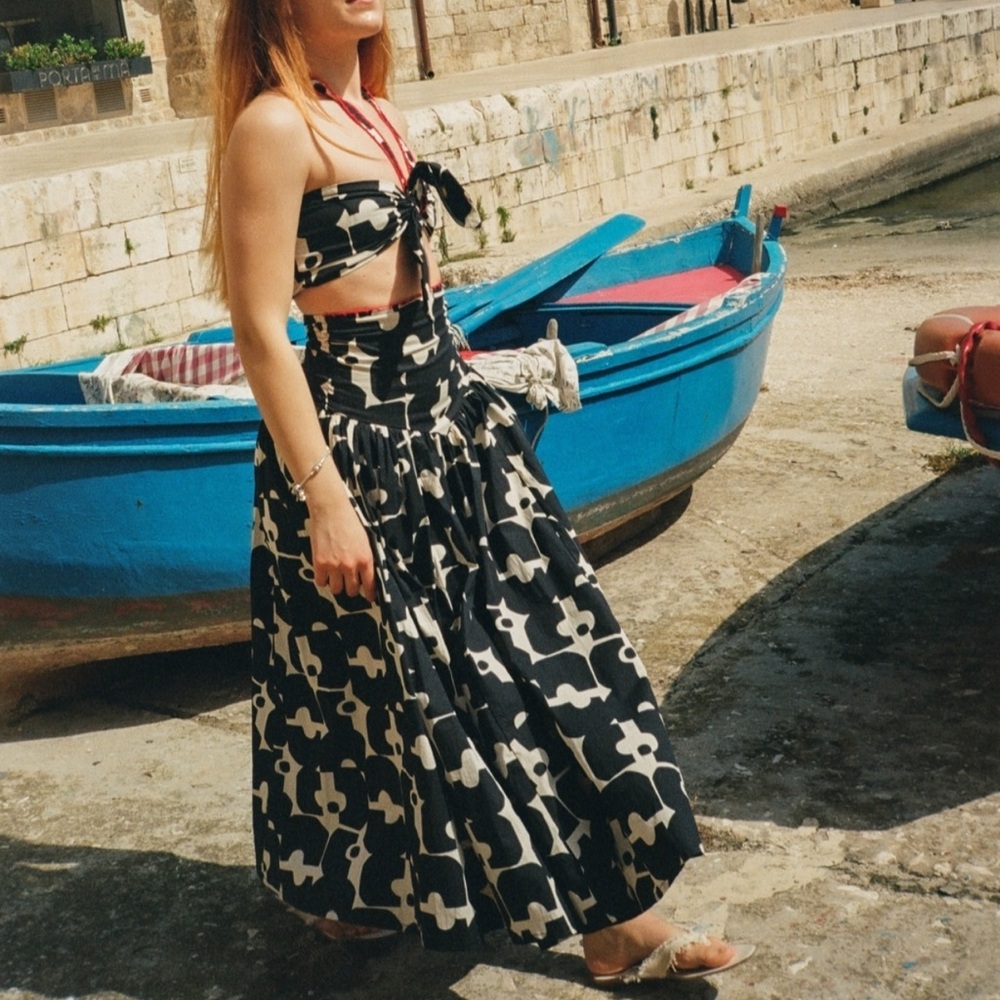 Bel Kazan Black and White Patterned Women's Skirt - Picture 2 of 11